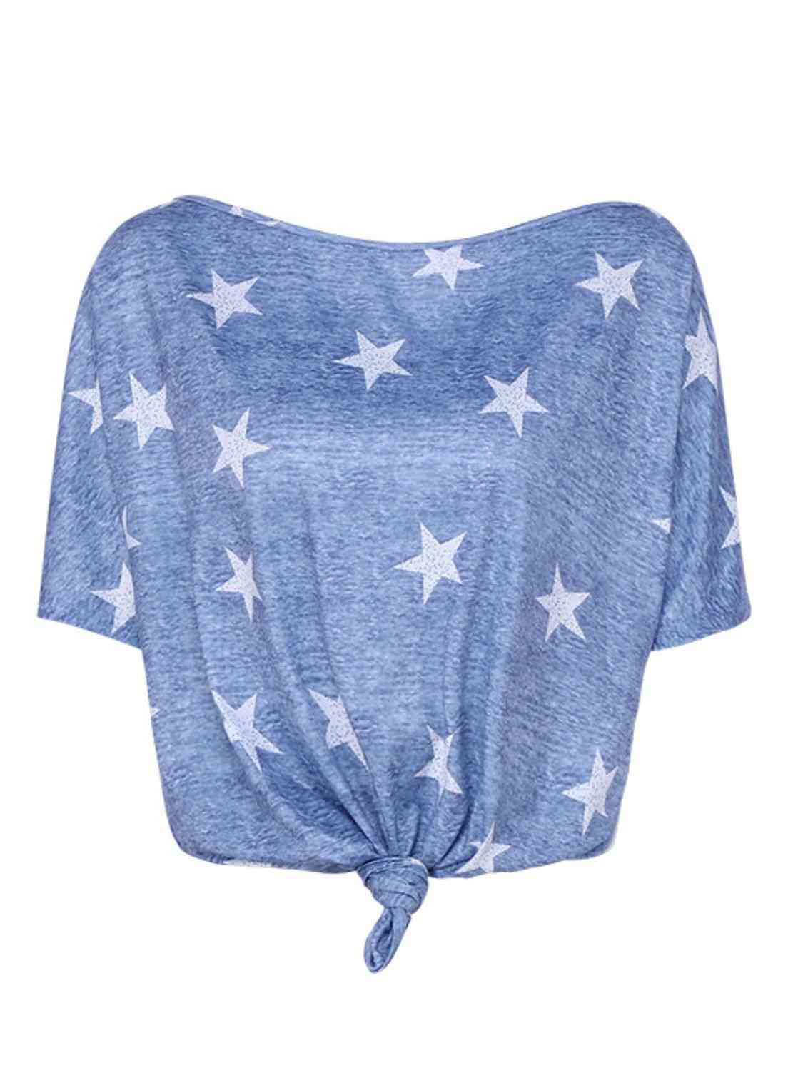 Star Print Short Sleeve T-Shirt Print on any thing USA/STOD clothes