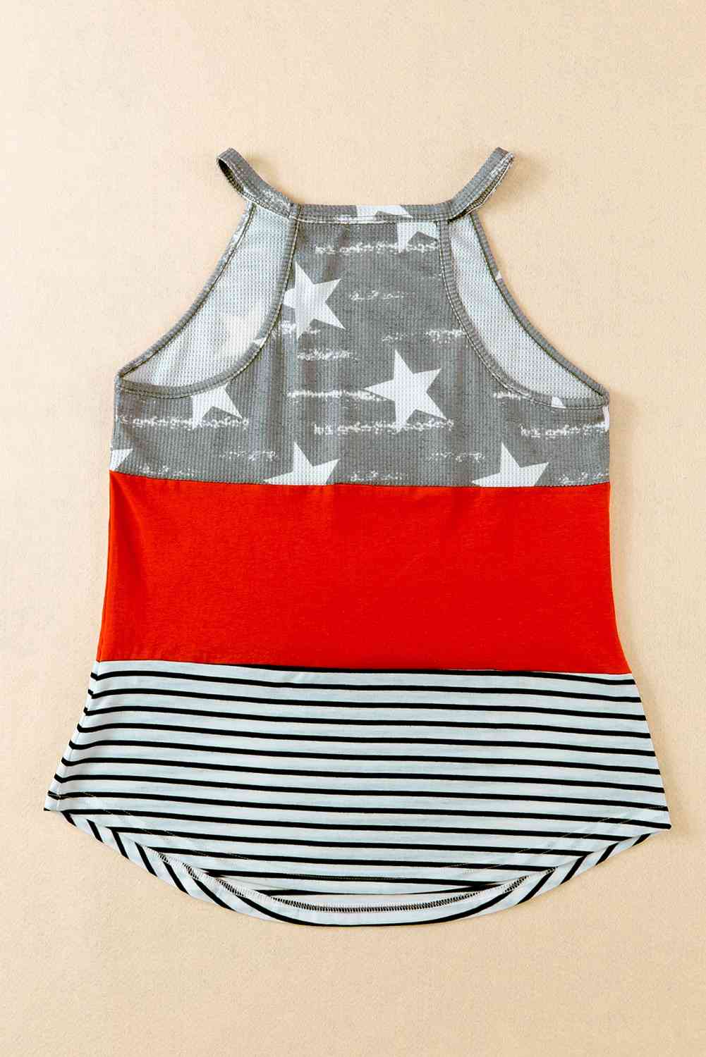 Star and Stripe Color Block Curved Hem Tank Print on any thing USA/STOD clothes