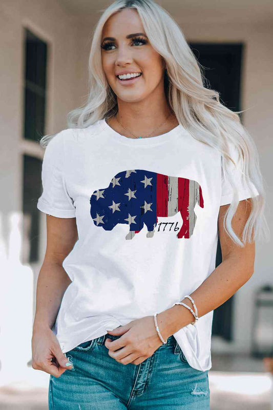 Star and Stripe Graphic Round Neck Tee Print on any thing USA/STOD clothes