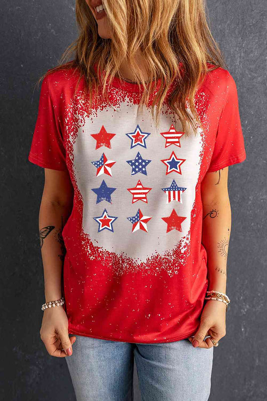 Star and Stripe Graphic Short Sleeve Tee Print on any thing USA/STOD clothes