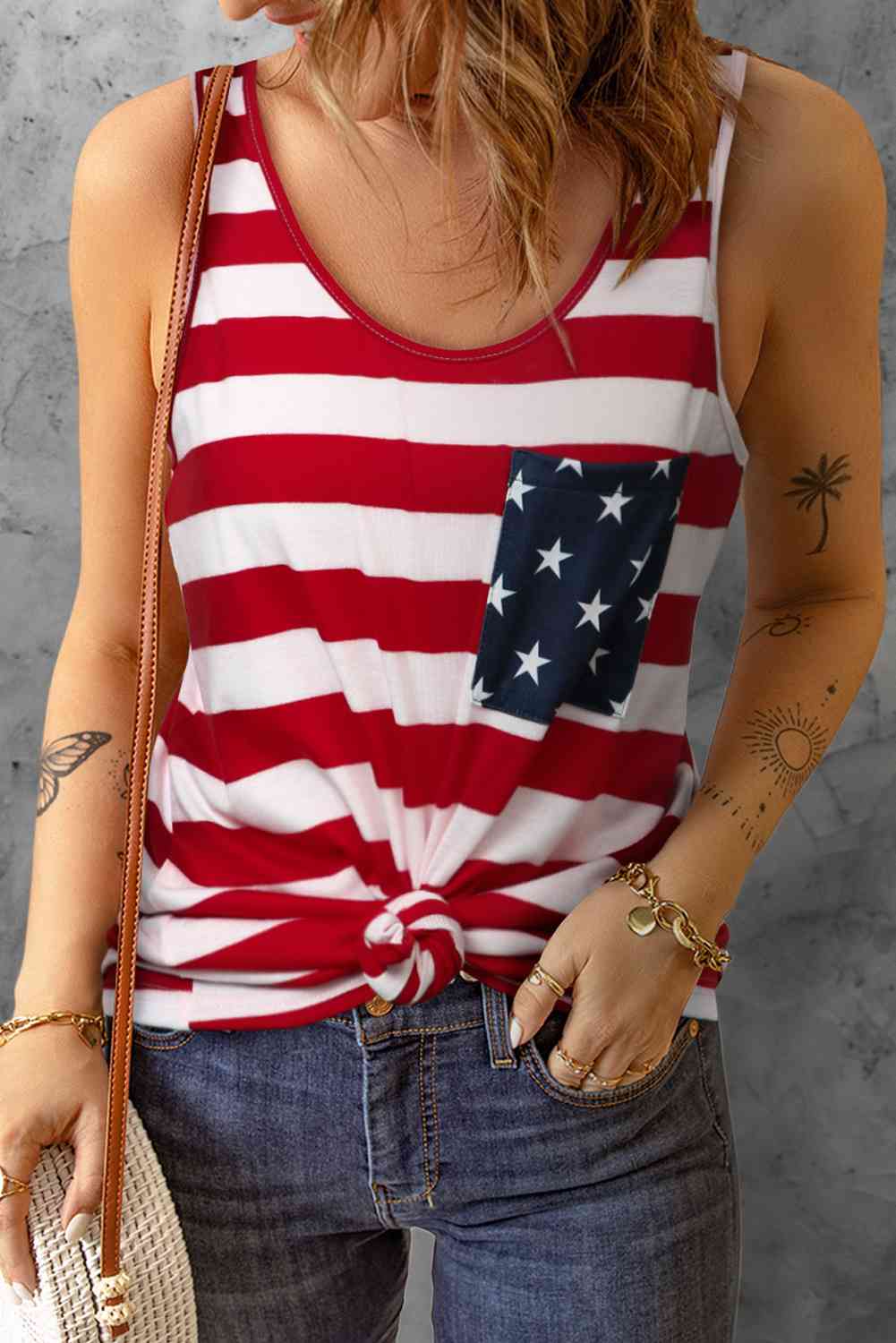 Star and Stripe Scoop Neck Tank Print on any thing USA/STOD clothes