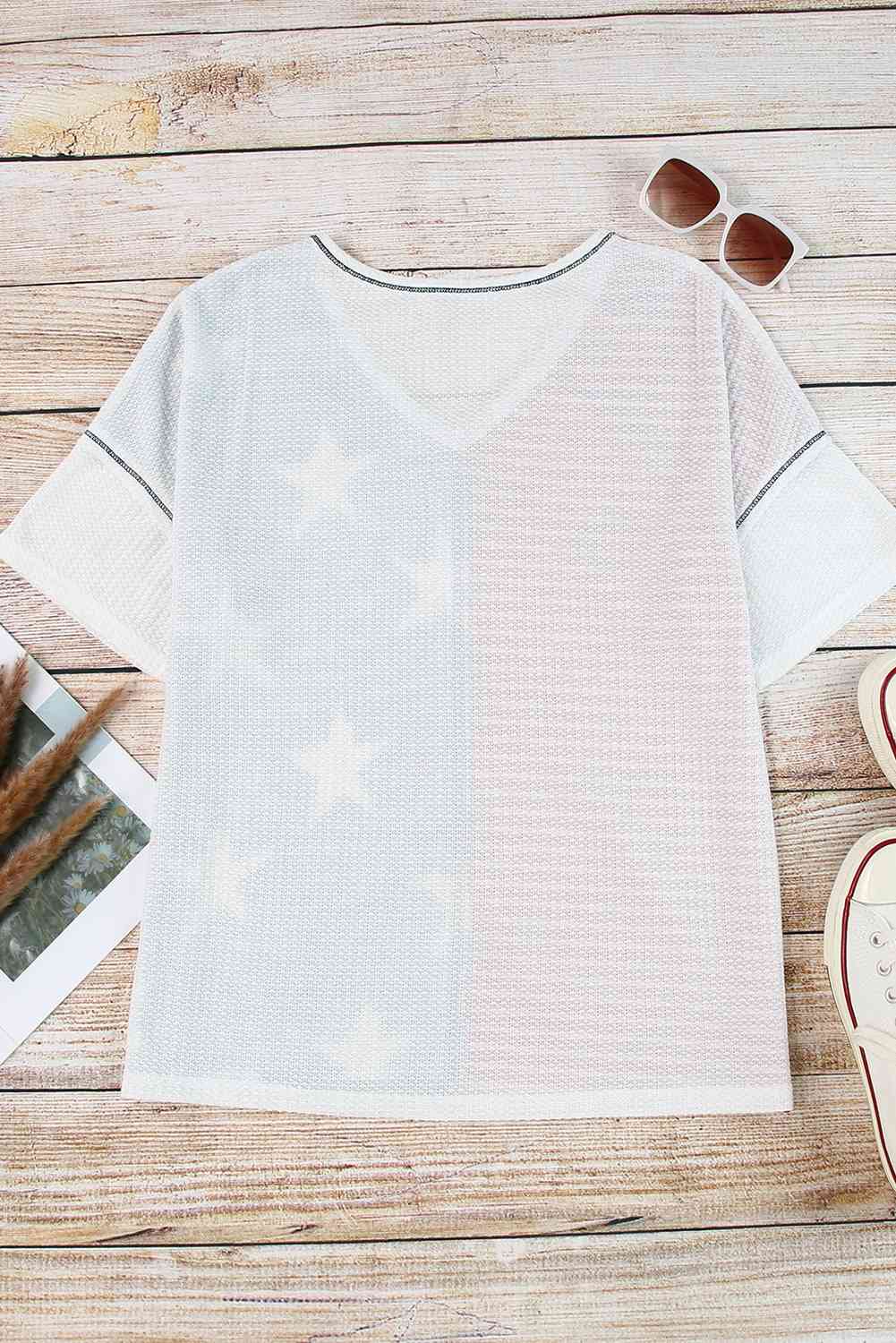 Star and Stripe V-Neck Top Print on any thing USA/STOD clothes