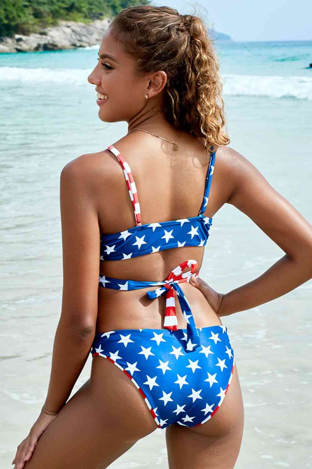 Stars and Stripes Crisscross Bikini Set Print on any thing USA/STOD clothes