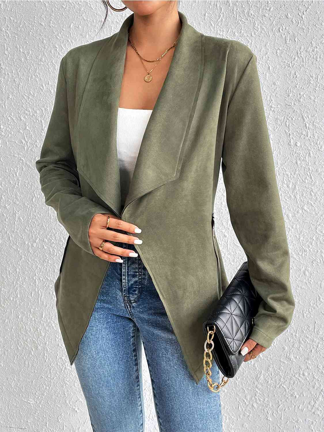 Statement Collar Long Sleeve Jacket Print on any thing USA/STOD clothes