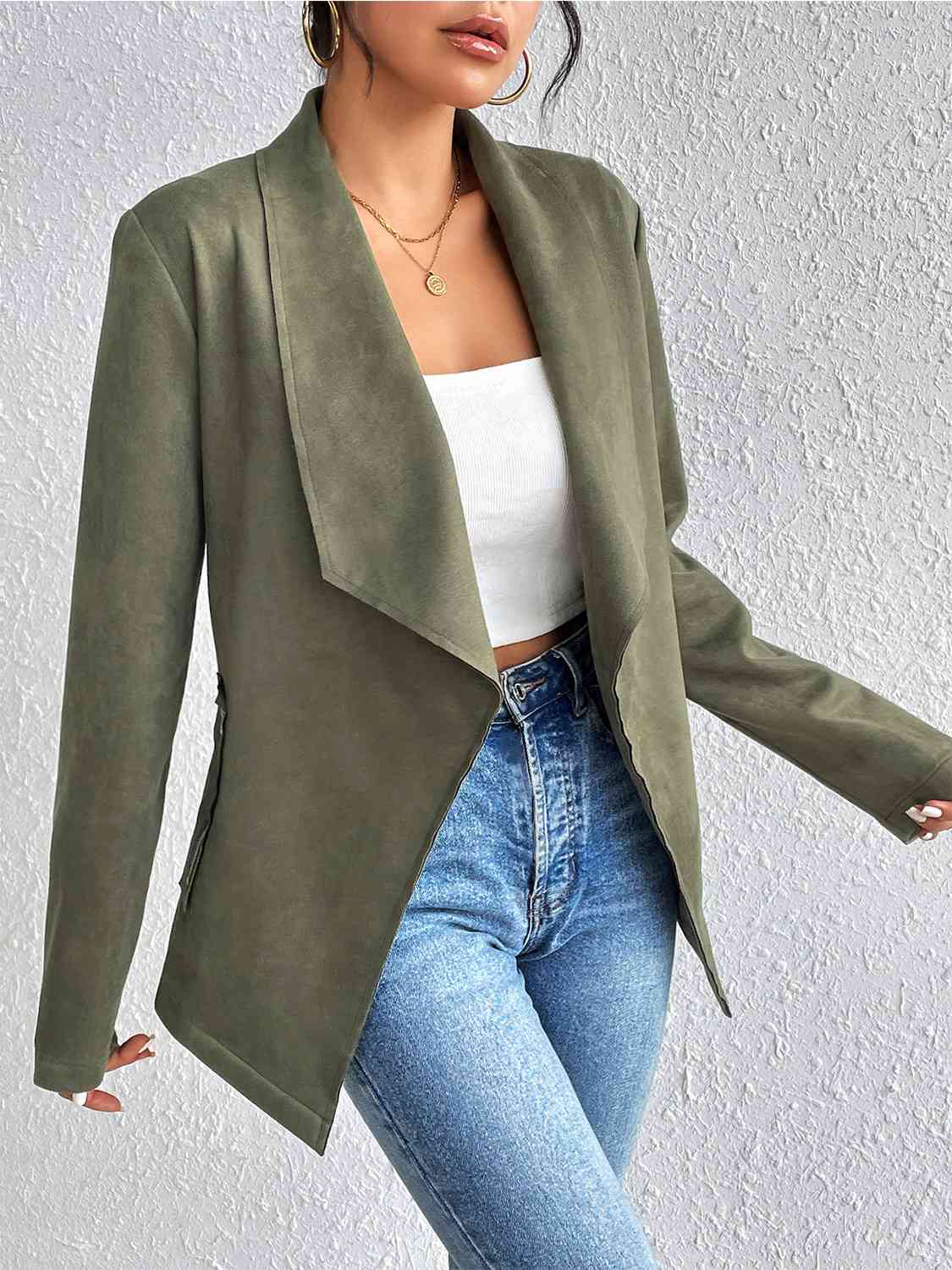 Statement Collar Long Sleeve Jacket Print on any thing USA/STOD clothes