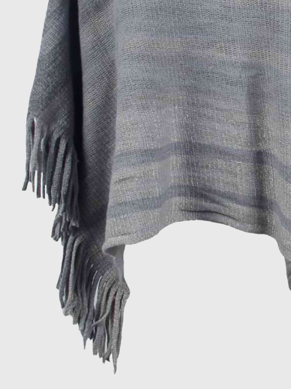 Striped Boat Neck Poncho with Fringes Print on any thing USA/STOD clothes
