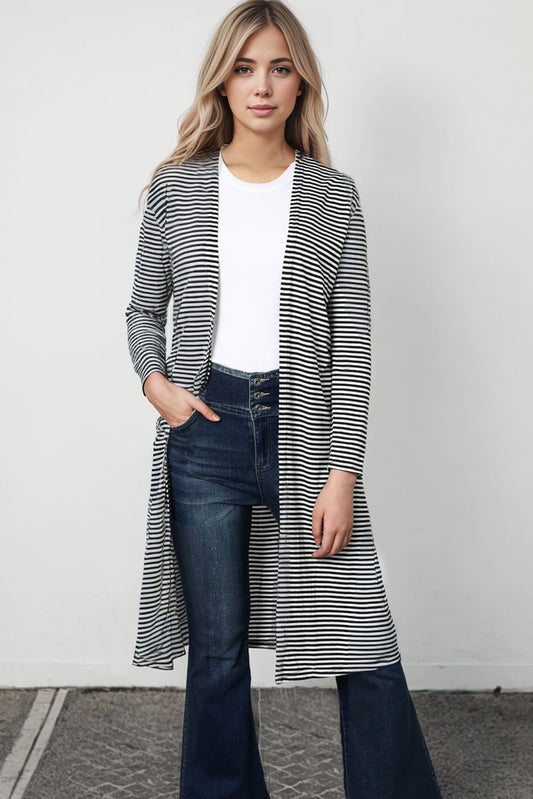 Striped Long Sleeve Cardigan Print on any thing USA/STOD clothes