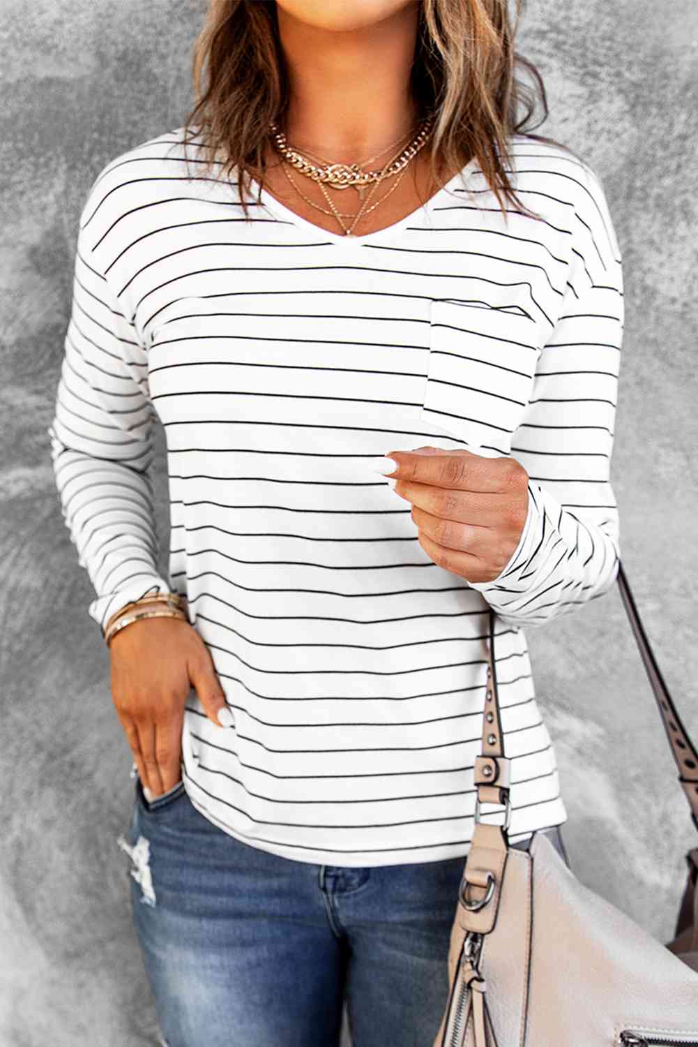 Striped Long Sleeve T-Shirt Print on any thing USA/STOD clothes