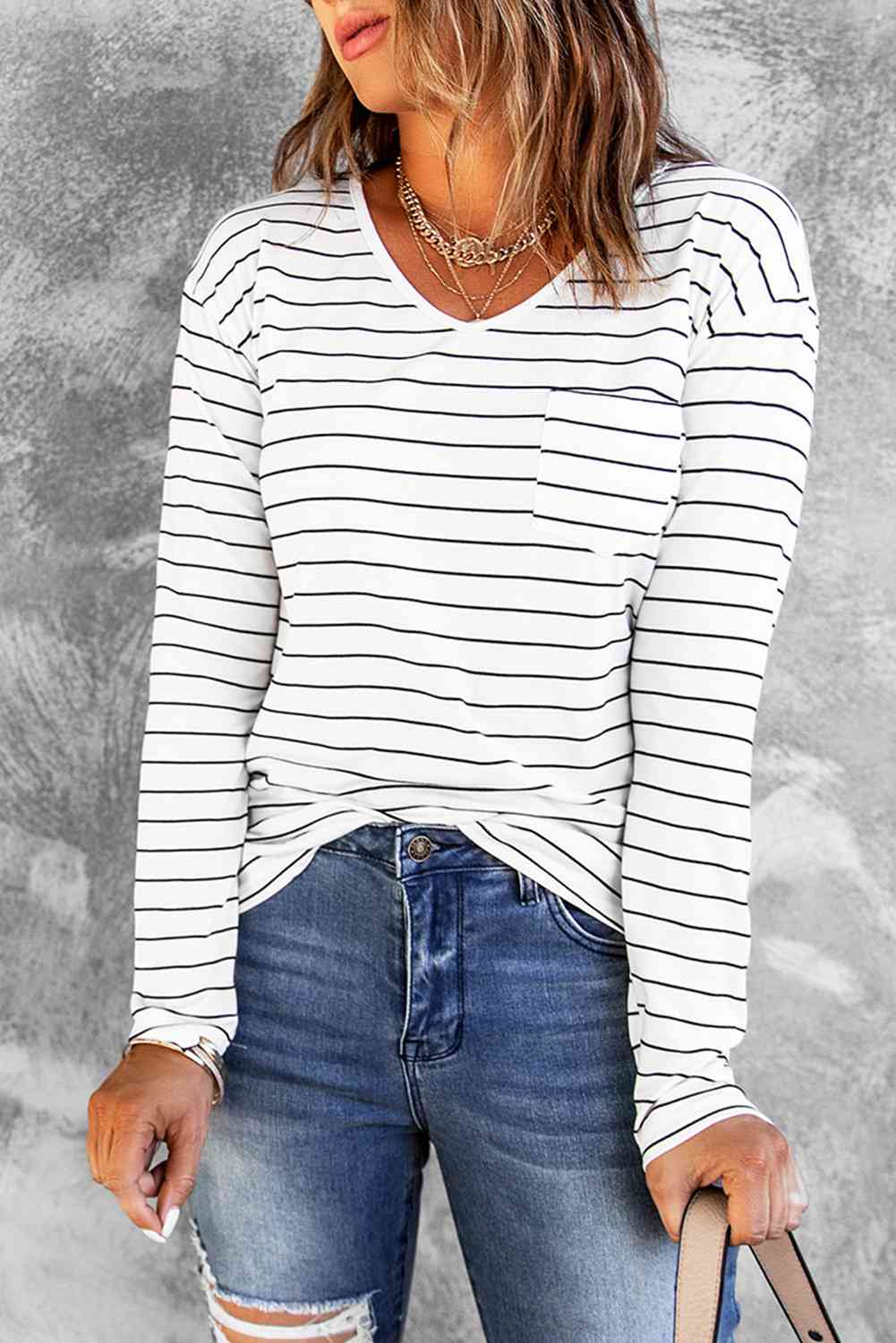 Striped Long Sleeve T-Shirt Print on any thing USA/STOD clothes