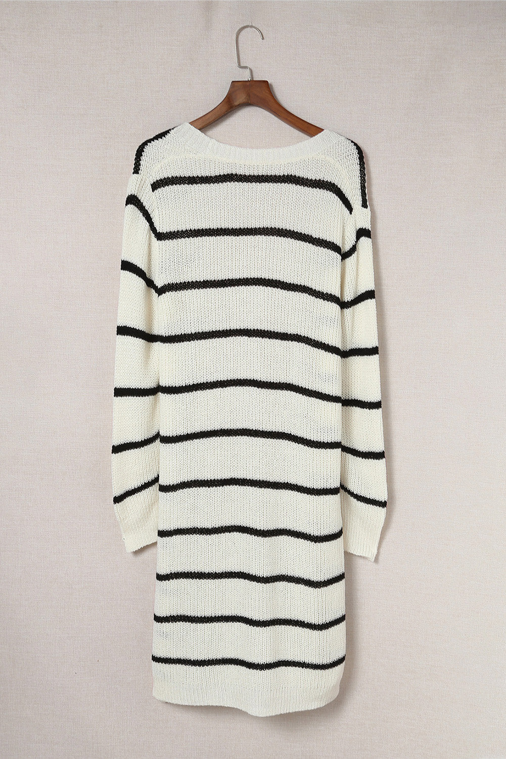 Striped Open Front Rib-Knit Duster Cardigan Print on any thing USA/STOD clothes
