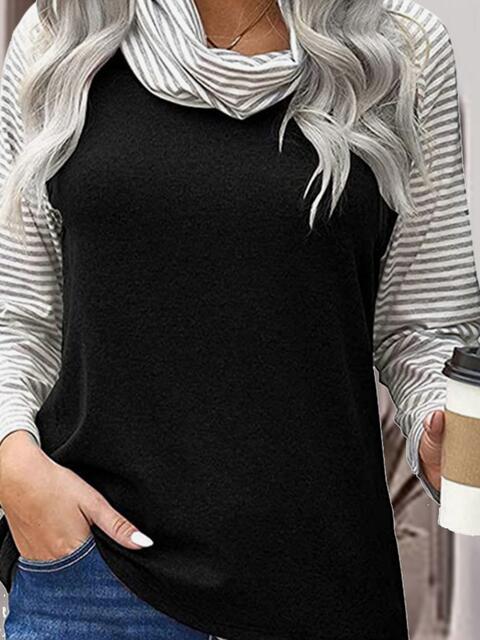 Striped Turtleneck Long Sleeve T-Shirt Print on any thing USA/STOD clothes