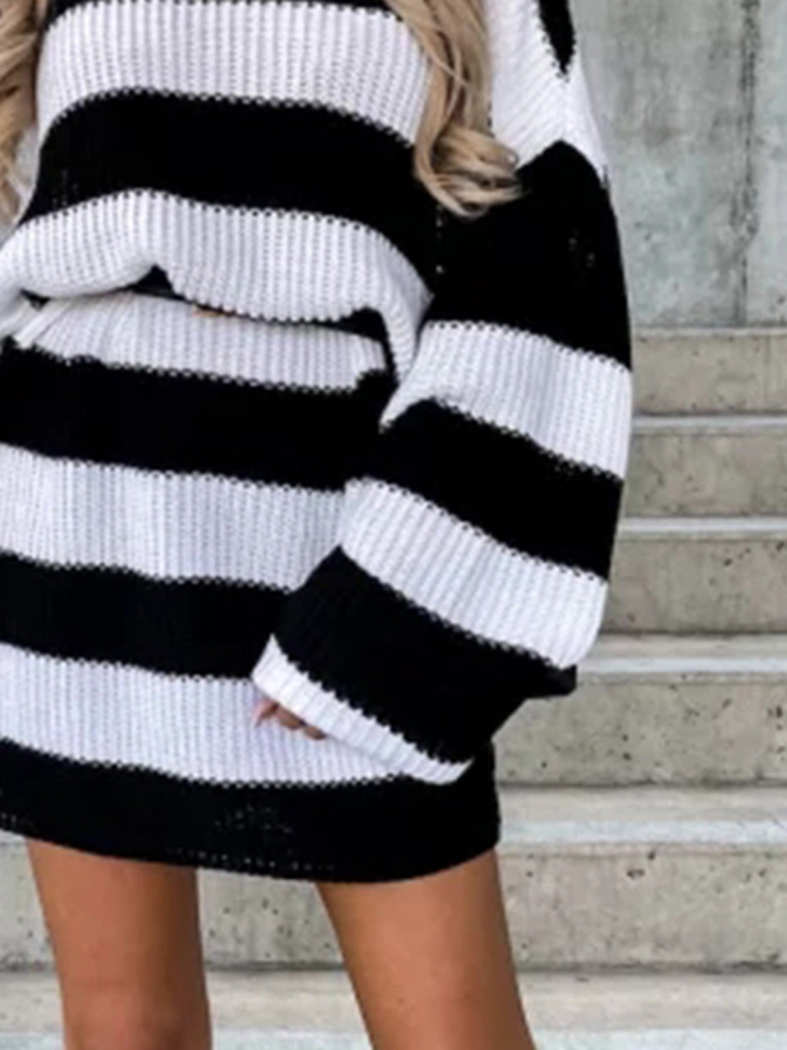 Striped Turtleneck Sweater Dress Print on any thing USA/STOD clothes