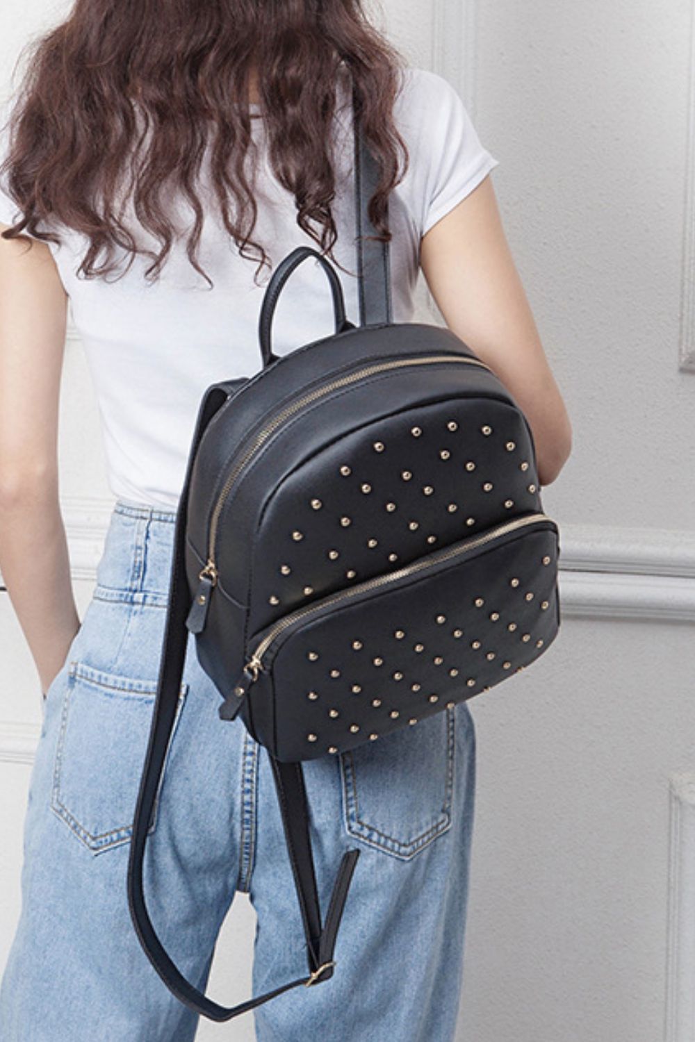 Studded PU Leather Backpack Print on any thing USA/STOD clothes