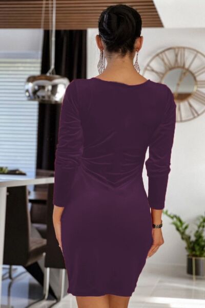 Surplice Long Sleeve Mini Dress Print on any thing USA/STOD clothes