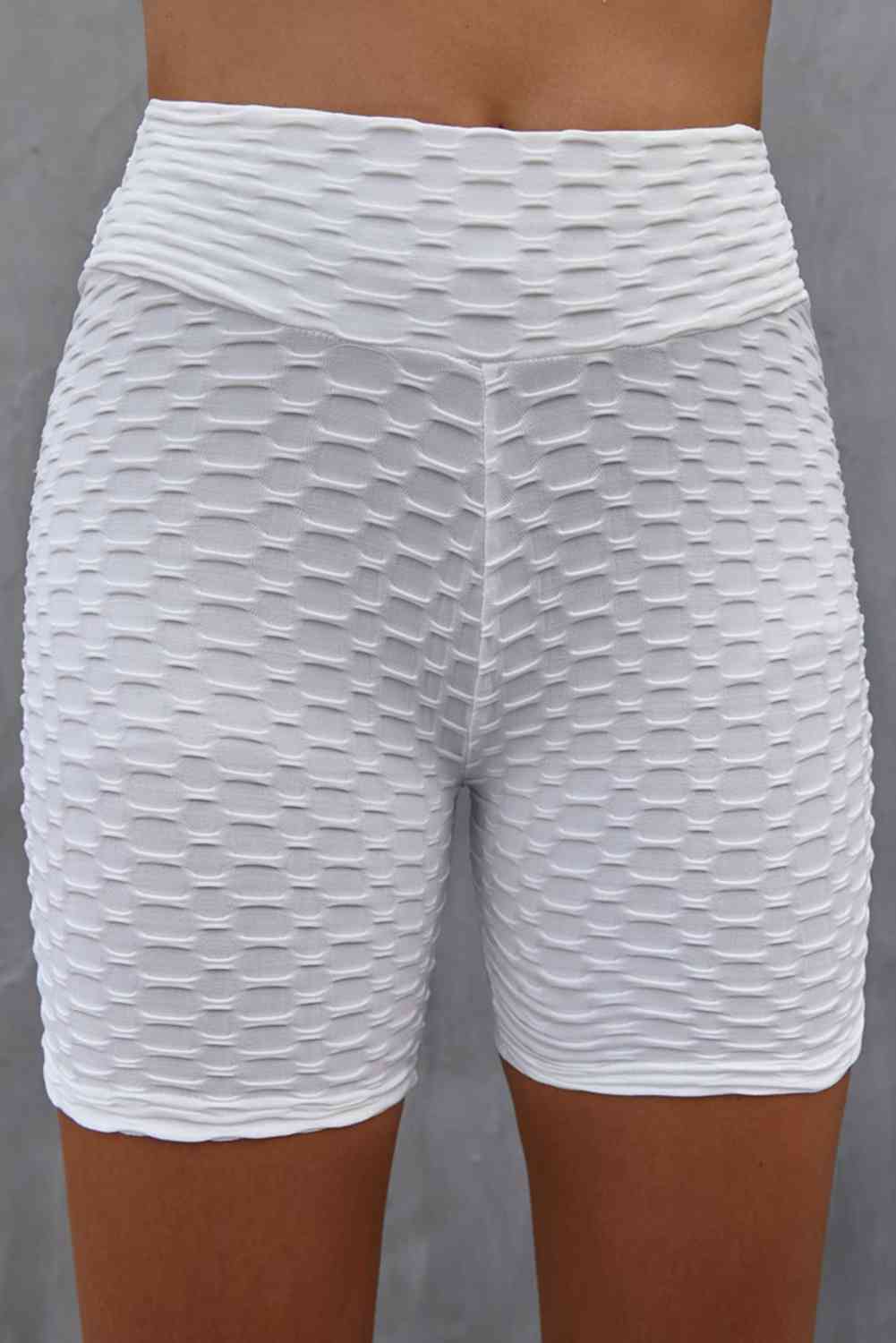 Textured High Waisted Biker Shorts Print on any thing USA/STOD clothes
