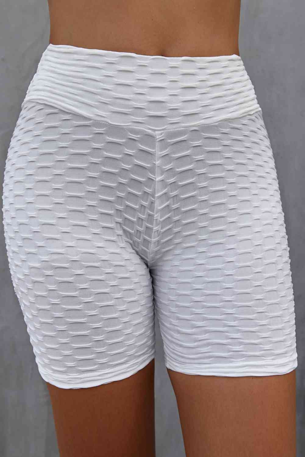 Textured High Waisted Biker Shorts Print on any thing USA/STOD clothes