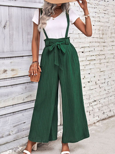 Tie Belt Wide Leg Overalls Print on any thing USA/STOD clothes