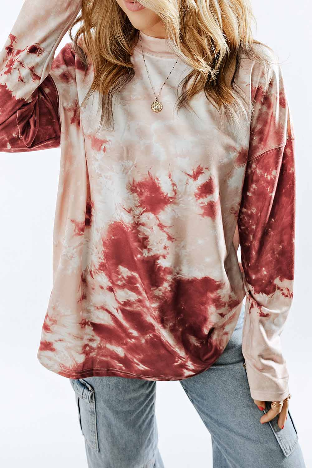 Tie-Dye Dropped Shoulder Top Print on any thing USA/STOD clothes