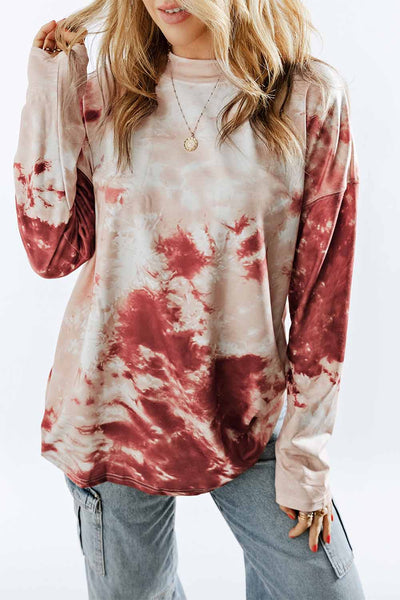 Tie-Dye Dropped Shoulder Top Print on any thing USA/STOD clothes