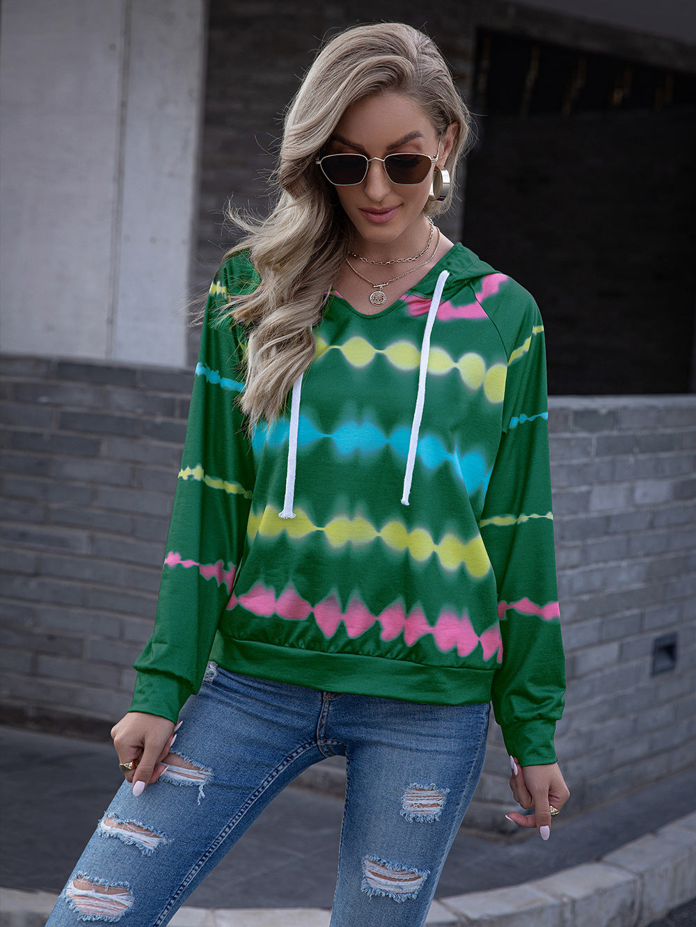 Tie Dye Raglan Sleeve Hoodie Print on any thing USA/STOD clothes