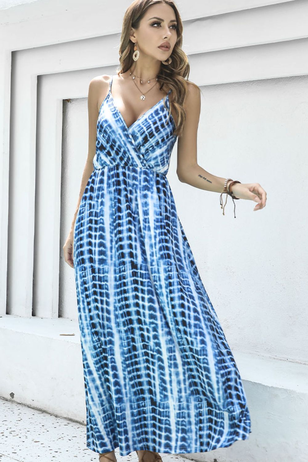 Tie-Dye Spaghetti Strap Maxi Dress Print on any thing USA/STOD clothes