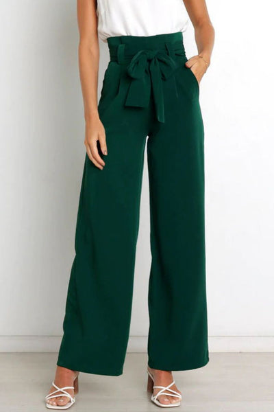 Tie Front Paperbag Wide Leg Pants Print on any thing USA/STOD clothes