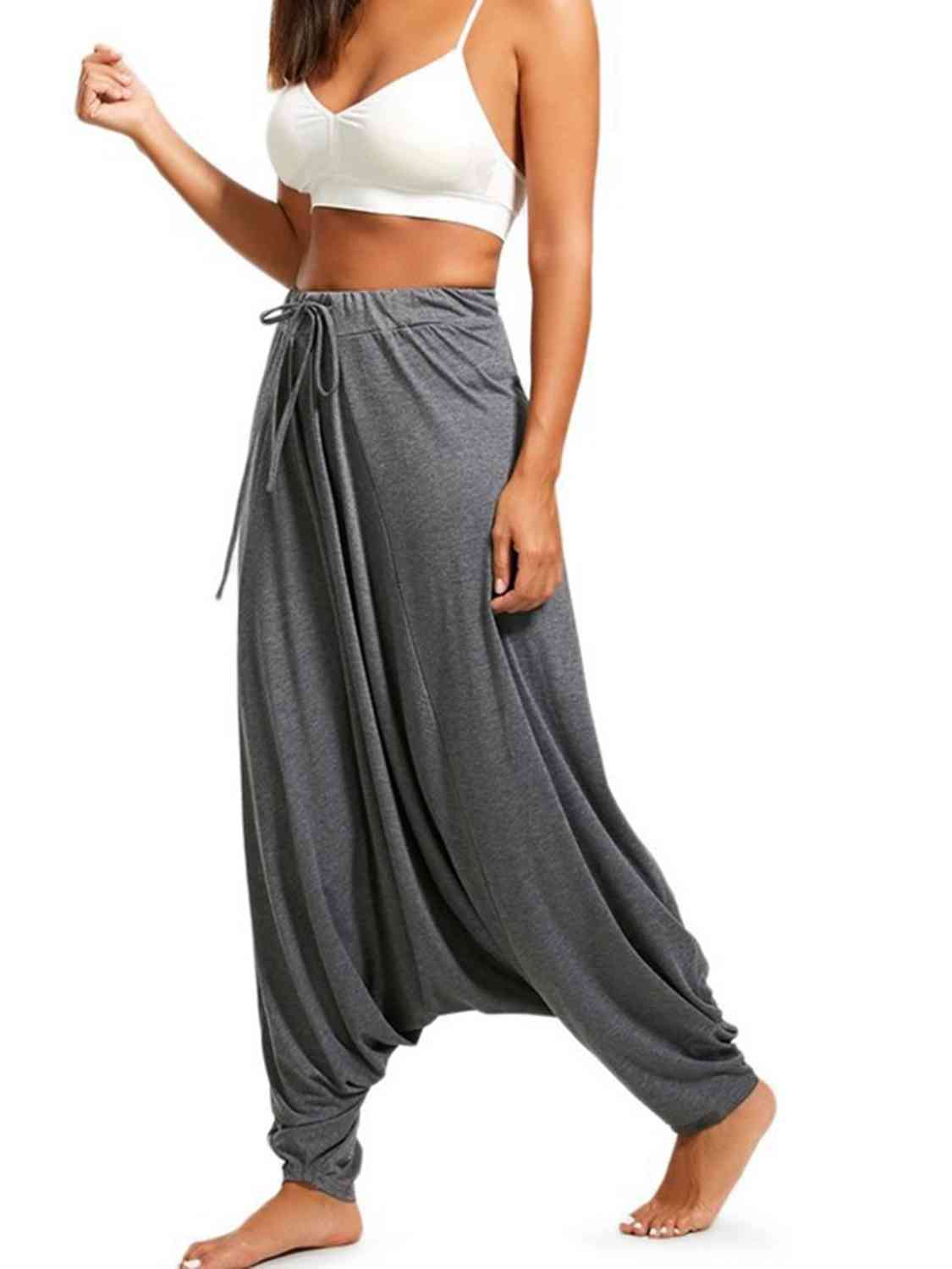 Tied Mid Waist Long Harem Pants Print on any thing USA/STOD clothes