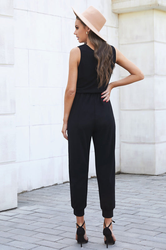 Tied Surplice Neck Sleeveless Jumpsuit Print on any thing USA/STOD clothes