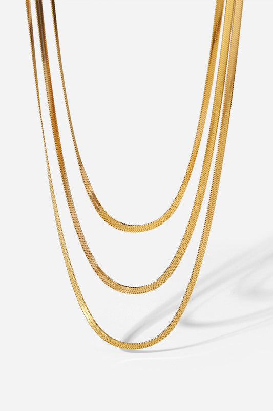 Triple-Layered Snake Chain Necklace Print on any thing USA/STOD clothes