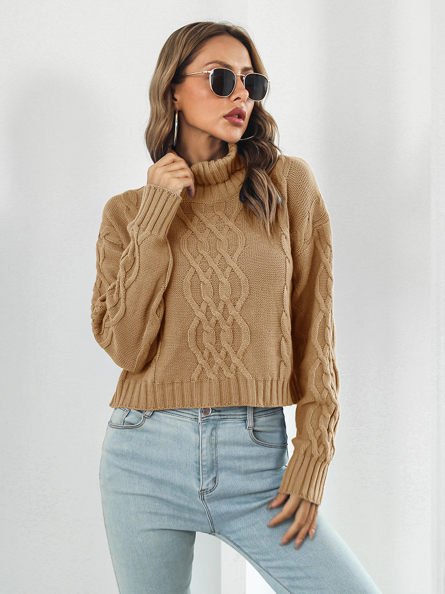 Turtleneck Dropped Shoulder Sweater Print on any thing USA/STOD clothes