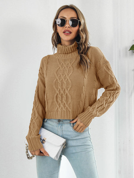 Turtleneck Dropped Shoulder Sweater Print on any thing USA/STOD clothes