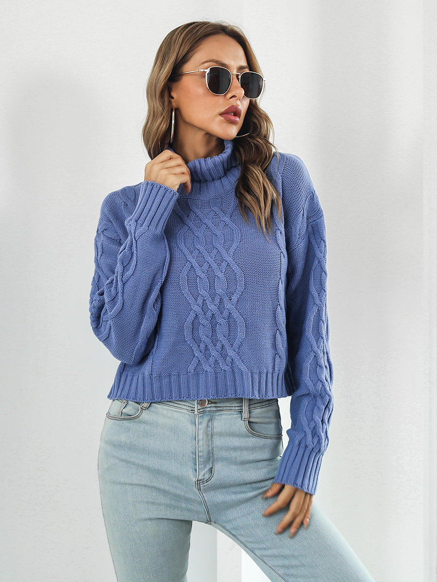 Turtleneck Dropped Shoulder Sweater Print on any thing USA/STOD clothes