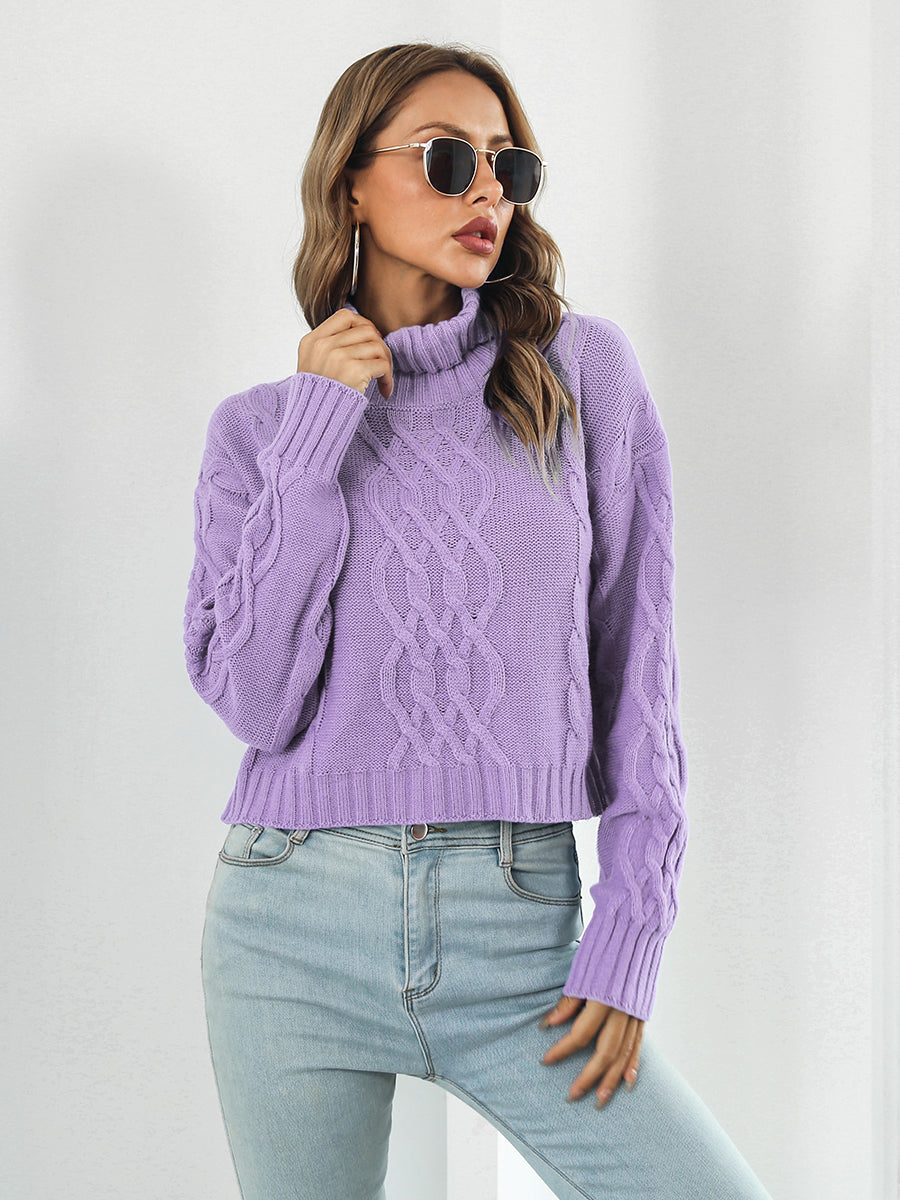 Turtleneck Dropped Shoulder Sweater Print on any thing USA/STOD clothes