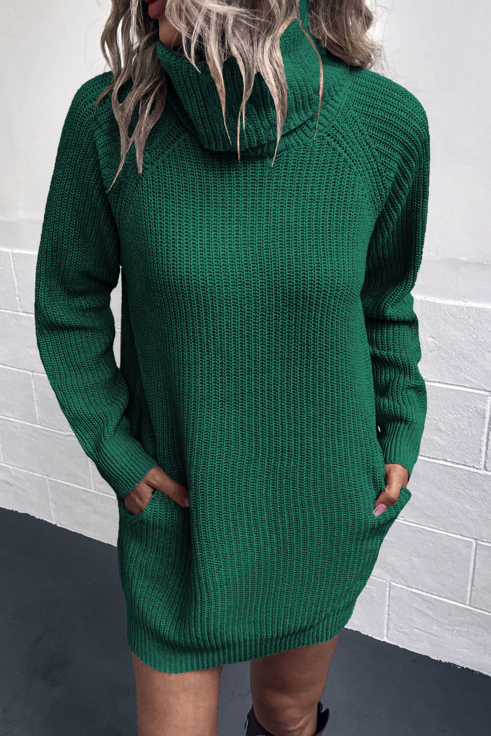 Turtleneck Sweater Dress with Pockets Print on any thing USA/STOD clothes