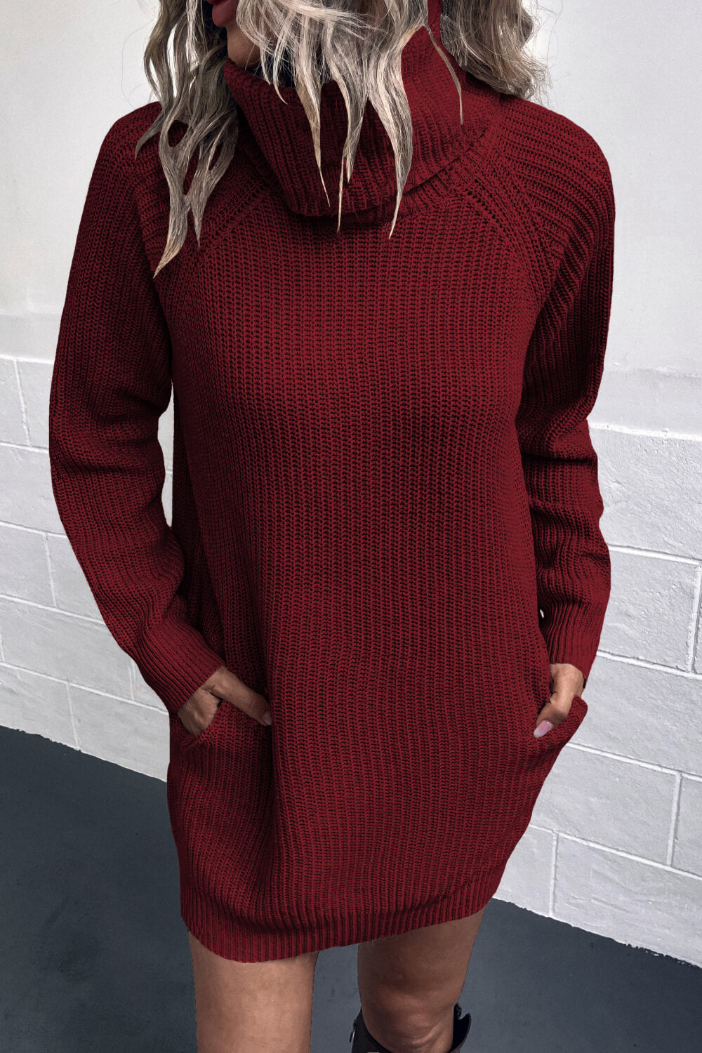 Turtleneck Sweater Dress with Pockets Print on any thing USA/STOD clothes
