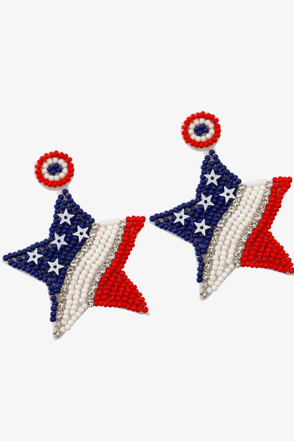 US Flag Beaded Star Earrings Print on any thing USA/STOD clothes