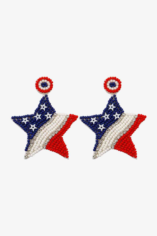 US Flag Beaded Star Earrings Print on any thing USA/STOD clothes
