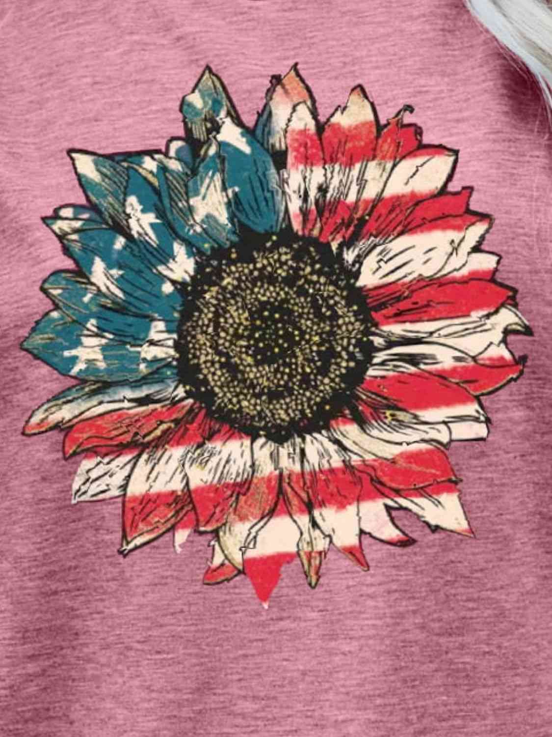 US Flag Flower Graphic Tee Print on any thing USA/STOD clothes