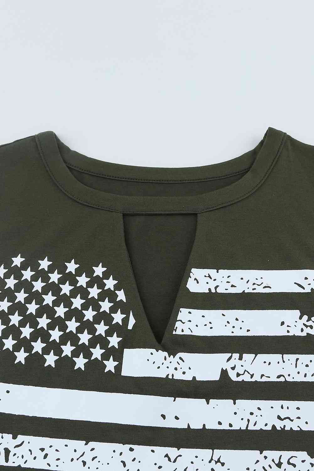 US Flag Graphic Cutout Round Neck Tank Print on any thing USA/STOD clothes
