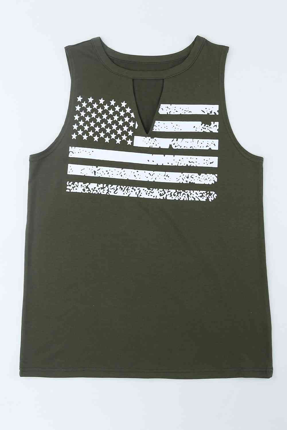 US Flag Graphic Cutout Round Neck Tank Print on any thing USA/STOD clothes