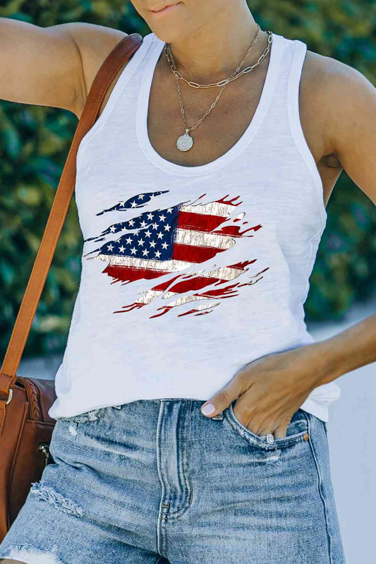 US Flag Graphic Racerback Tank Print on any thing USA/STOD clothes