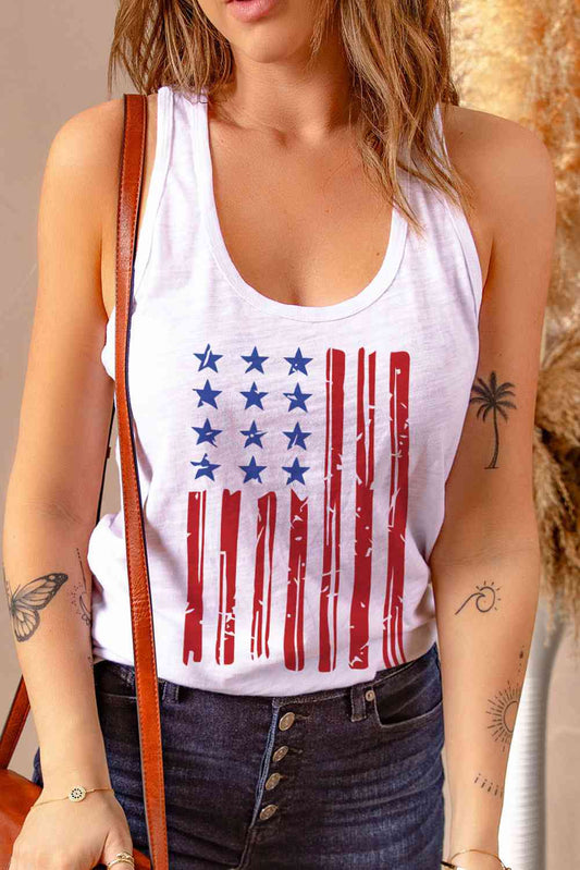 US Flag Graphic Scoop Neck Tank Print on any thing USA/STOD clothes