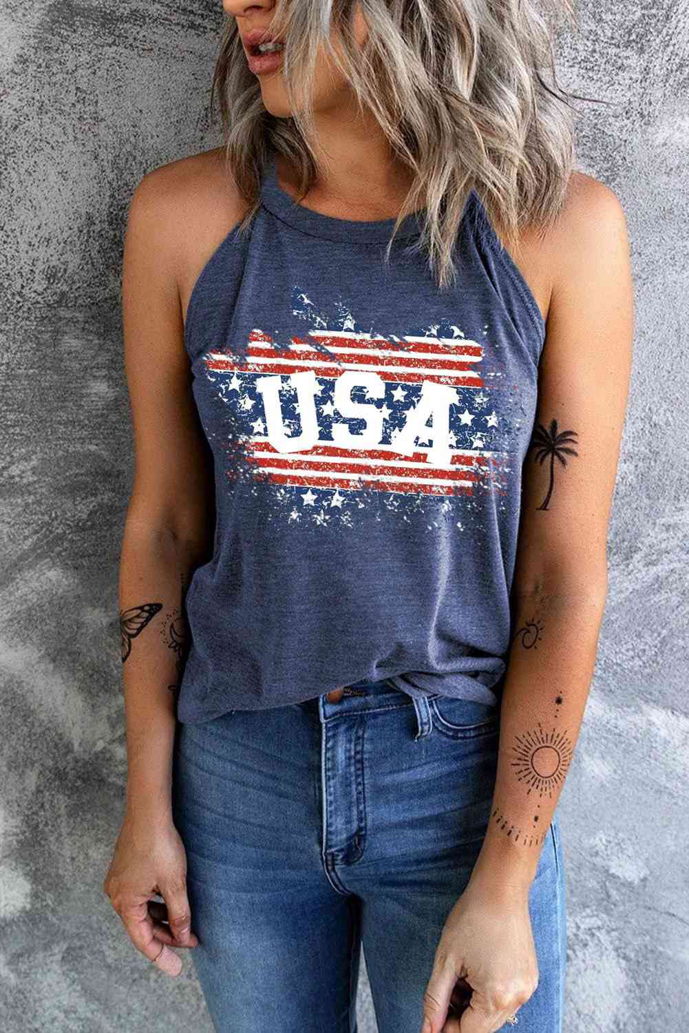 US Flag Graphic Tank Print on any thing USA/STOD clothes