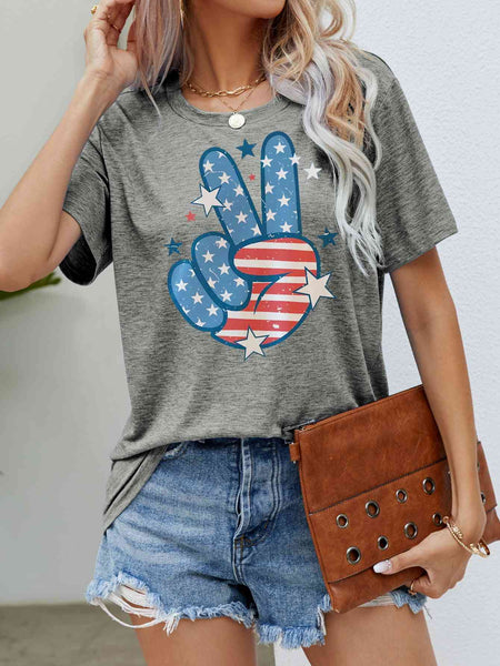 US Flag Peace Sign Hand Graphic Tee Print on any thing USA/STOD clothes