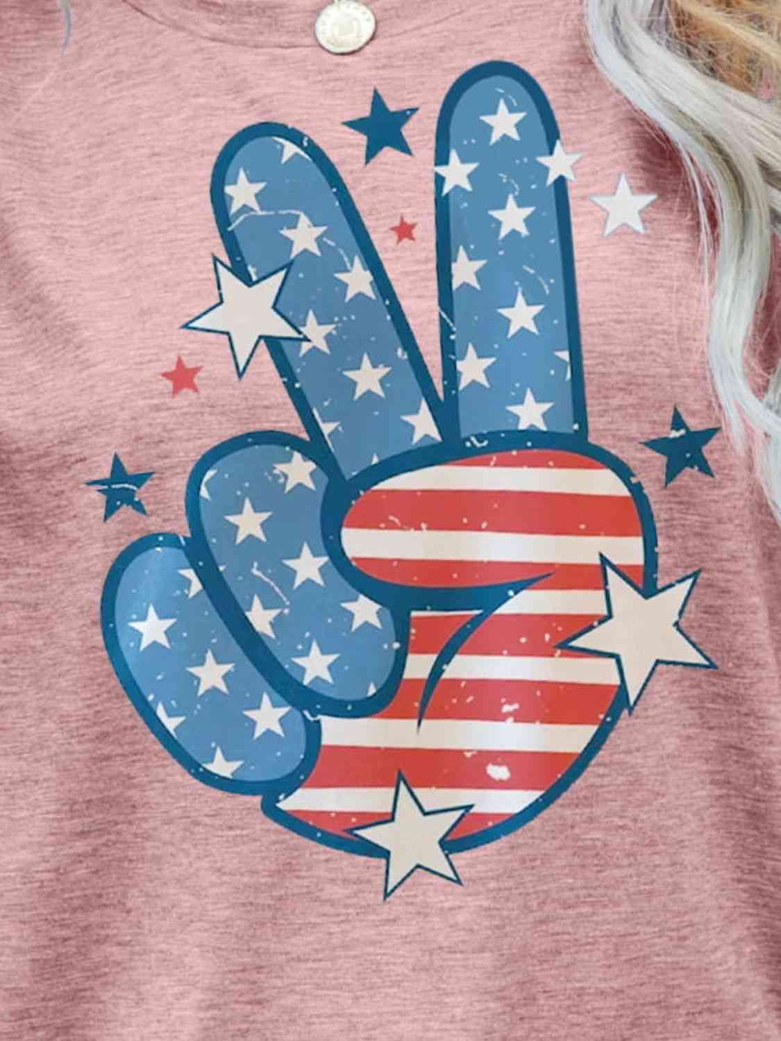 US Flag Peace Sign Hand Graphic Tee Print on any thing USA/STOD clothes