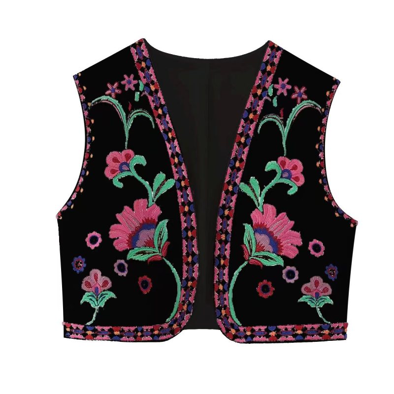 Ladies Embroidered Cardigan Vest