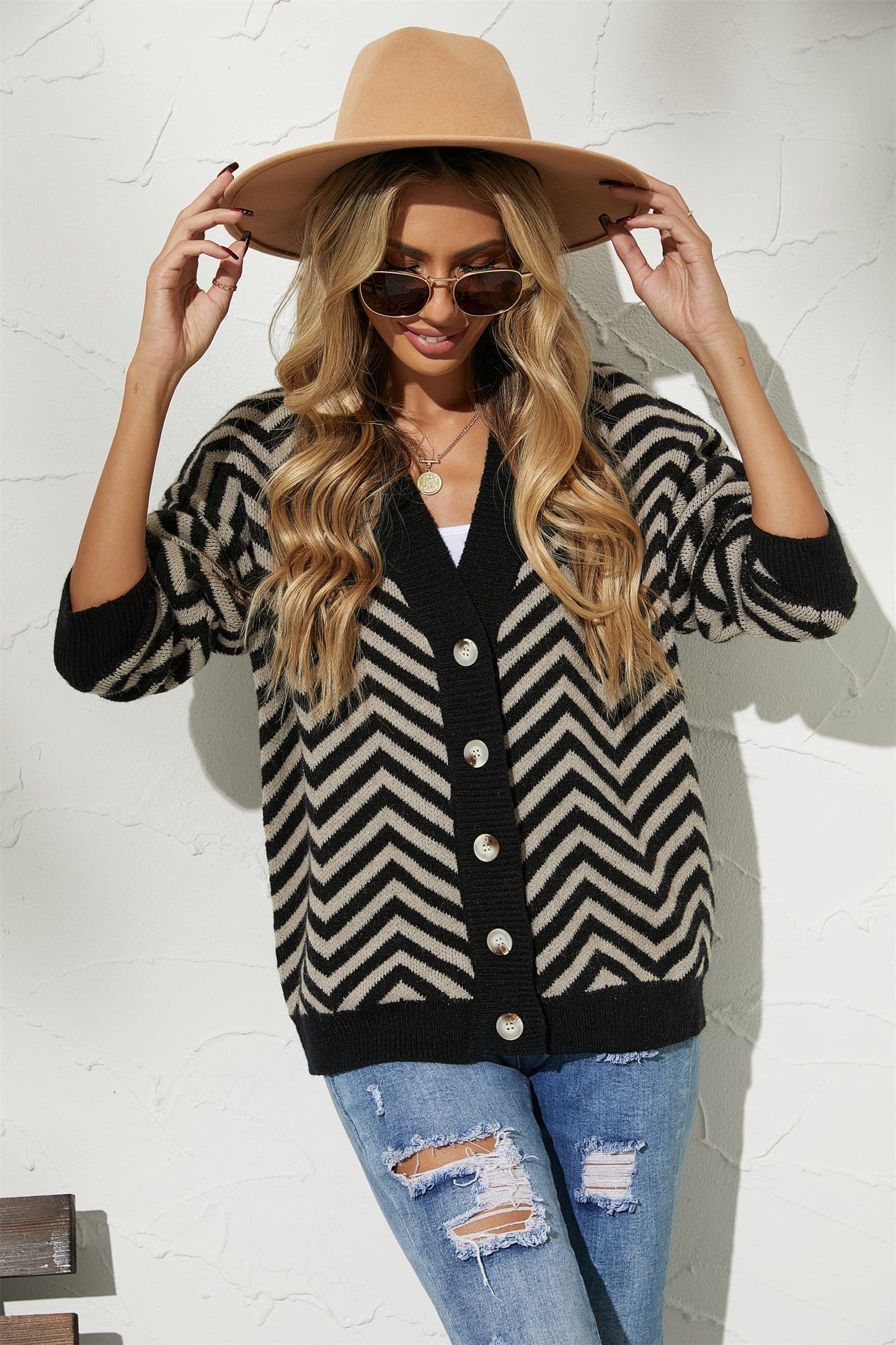 V-Neck Button-Down Cardigan Print on any thing USA/STOD clothes