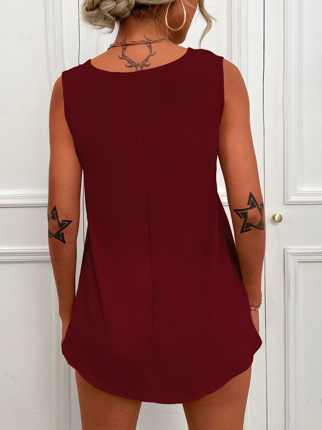 V-Neck Curved Hem Tunic Tank Print on any thing USA/STOD clothes