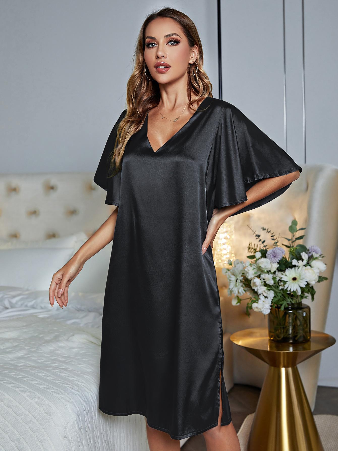 V-Neck Flutter Sleeve Night Dress Print on any thing USA/STOD clothes