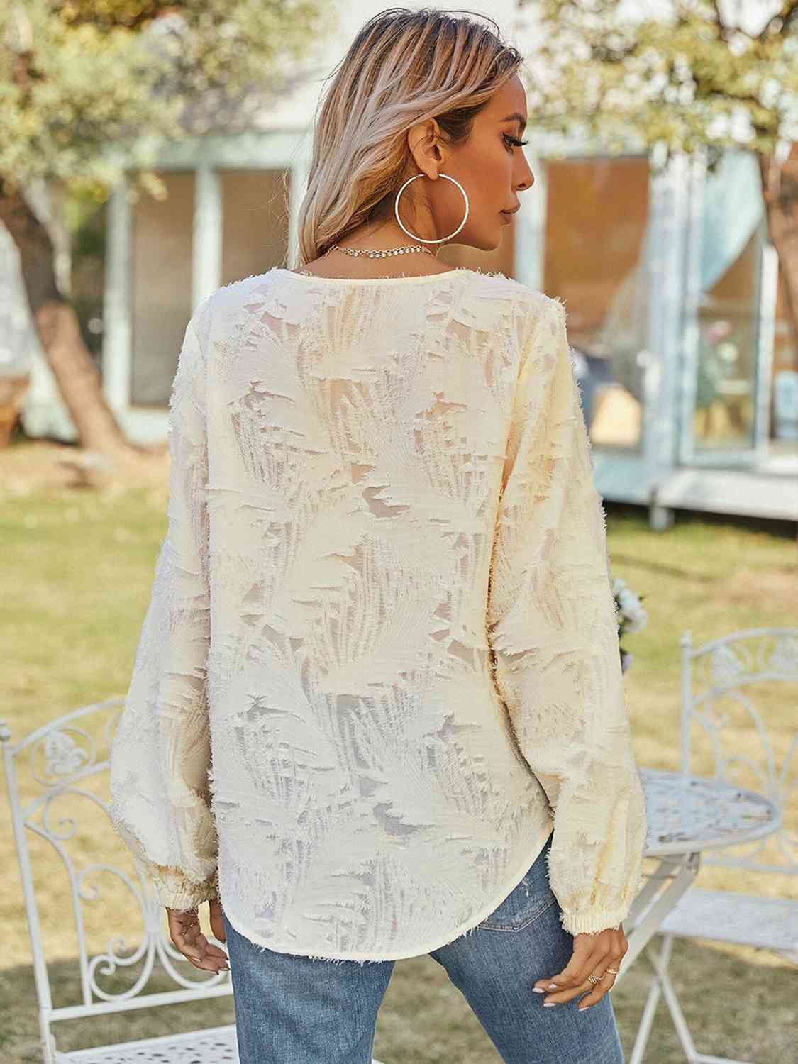 V-Neck Long Sleeve Blouse Print on any thing USA/STOD clothes
